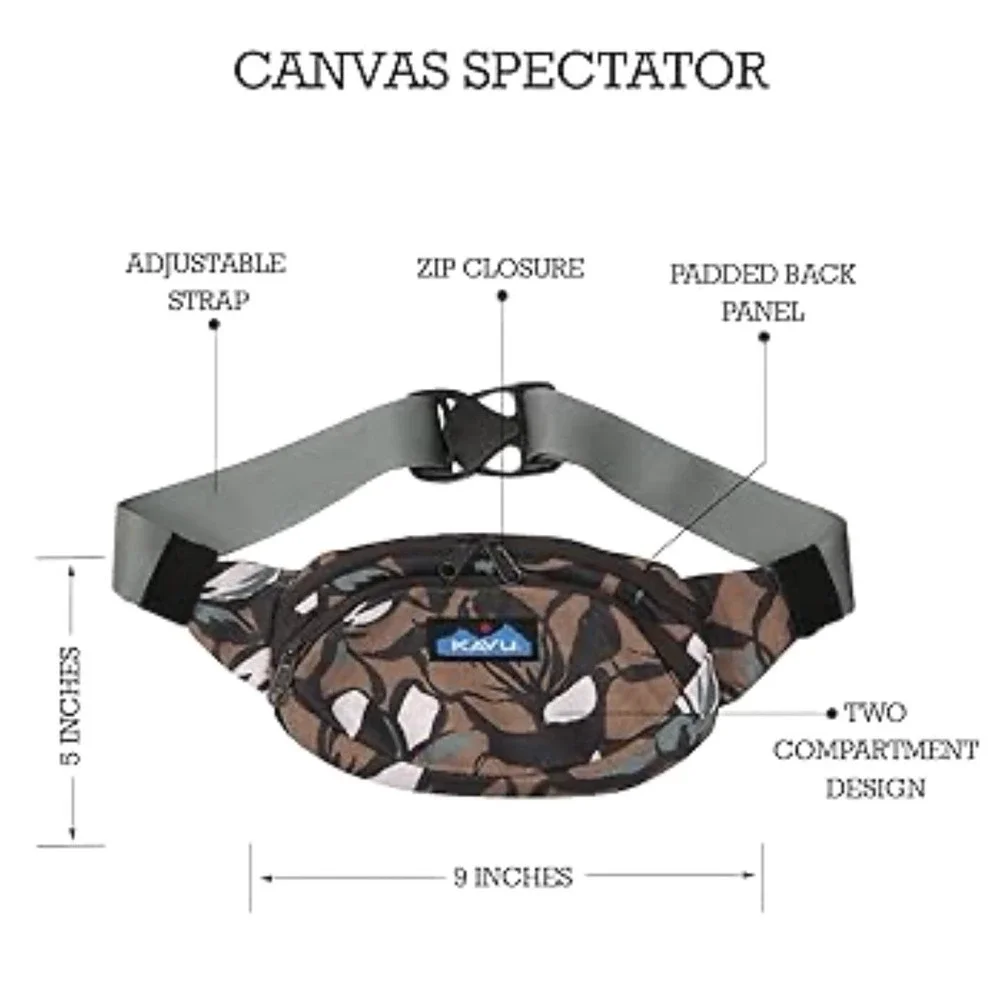 KAVU Spectator Belt Bag Fanny Pack Waist Pack  Leaves Foliage Brown Green Black